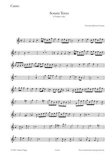 Partition violon, Sonata Terza à violon solo, Fontana, Giovanni Battista