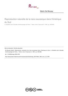 Reproduction naturelle de la race caucasique dans l Amérique du Sud - article ; n°5 ; vol.5, pg 948-960