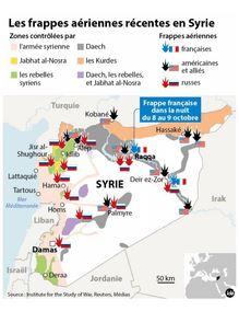 Conflit syrien : carte des frappes contre Daesh