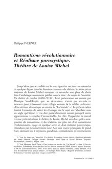 Romantisme révolutionnaire et Réalisme paroxystique. Théâtre de Louise Michel - article ; n°132 ; vol.36, pg 21-35