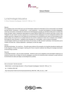 La technologie éducative - article ; n°1 ; vol.63, pg 7-12