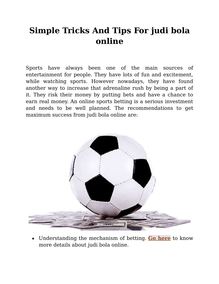 Simple Tricks And Tips For judi bola online