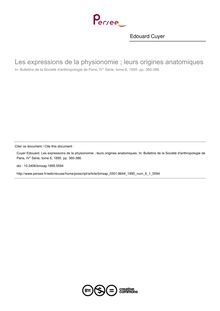 Les expressions de la physionomie ; leurs origines anatomiques - article ; n°1 ; vol.6, pg 360-386