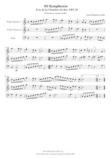 Partition , Symphonie (score) AAB, Trios de la Chambre du Roi, Lully, Jean-Baptiste
