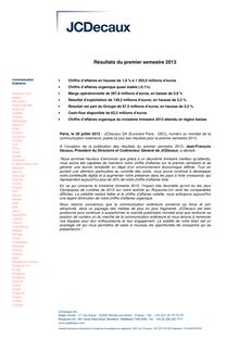 JCDecaux - Résultats du premier semestre 2013 
