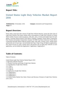 United States Light Duty Vehicles Market Report 2016 