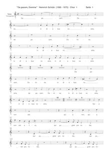 Partition chœur 1: ténor [G2 clef], Da pacem, Domine, Schütz, Heinrich