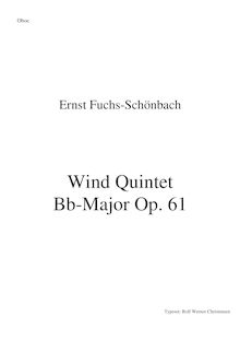 Partition hautbois, quintette en B-flat Major, Op.61, B♭ major, Fuchs-Schönbach, Ernst