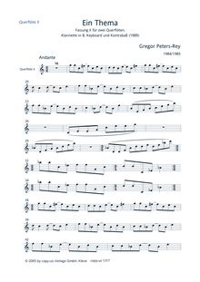 Partition flûte II, Ein Thema (Version II), 2 Concert Flutes, Clarinet, Keyboard, Contrabass