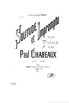 Partition complète, Solitude et Impromptu, 2 Pieces, F major, Chabeaux, Paul