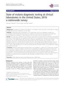 State of malaria diagnostic testing at clinical laboratories in the United States, 2010: a nationwide survey