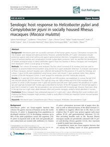 Serologic host response to Helicobacter pylori and Campylobacter jejuni in socially housed Rhesus macaques (Macaca mulatta)
