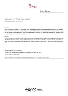 Miracles en Amérique latine - article ; n°1 ; vol.55, pg 60-73