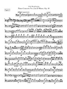 Partition basson 1, 2, Piano Concerto No.2, Op.40, D minor, Mendelssohn, Felix