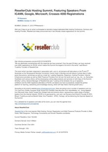 ResellerClub Hosting Summit, Featuring Speakers From ICANN, Google, Microsoft, Crosses 4000 Registrations
