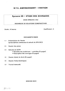 Recherche de solutions constructives 2001 BTS Aménagement - finition