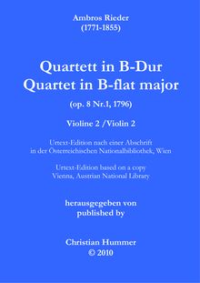Partition violon 2, corde quatuor en B-flat major, B flat major