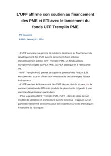 L UFF affirme son soutien au financement des PME et ETI avec le lancement du fonds UFF Tremplin PME