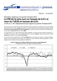 Croissance de la zone euro au premier trimestre 2014 - Eurostat