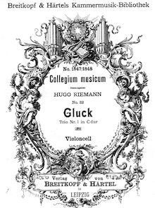 Partition violoncelle, 6 Trio sonates, Gluck, Christoph Willibald