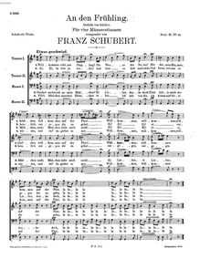 Partition complète, An den Frühling, D.338, Schubert, Franz