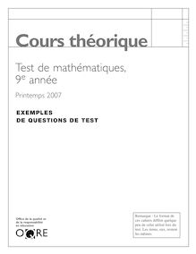 Cours théorique, exemples de questions de test - Printemps 2007