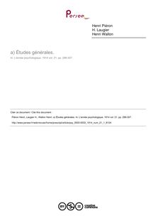 Études générales. - compte-rendu ; n°1 ; vol.21, pg 296-307