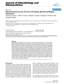 Ethnobotanical survey of trees in Fundong, Northwest Region, Cameroon