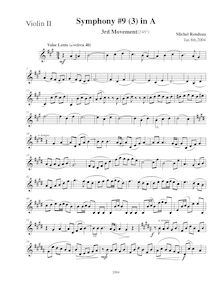 Partition violons II, Symphony No.9, A major, Rondeau, Michel par Michel Rondeau