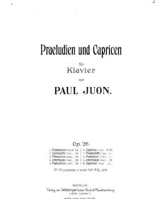 Partition complète, Praeludien und Capricen, Op.26, Juon, Paul