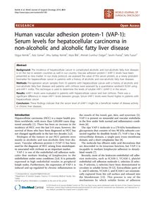 Human vascular adhesion proteÄ±n-1 (VAP-1): Serum levels for hepatocellular carcinoma in non-alcoholic and alcoholic fatty liver disease