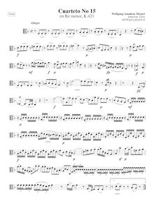 Partition viole de gambe, corde quatuor No.15, D minor, Mozart, Wolfgang Amadeus par Wolfgang Amadeus Mozart