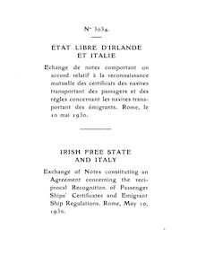 N TAT LIBRE D IRLANDE ET ITALIE IRISH FREE STATE AND ITALY