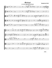 Partition , O cor negl amorosi lacci - partition complète (Tr Tr A T B), madrigaux pour 5 voix