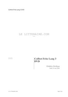 Coffret Fritz Lang 3 DVD