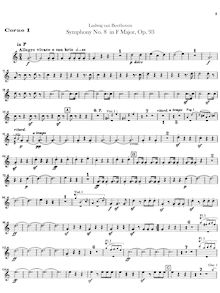 Partition cor 1, 2 (F, B♭ basso), Symphony No.8, F major, Beethoven, Ludwig van
