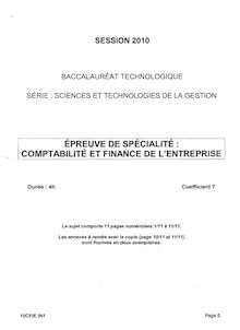 Comptabilité et Finance des Entreprises 2010 S.T.G (Comptabilité et Finance des Entreprises) Baccalauréat technologique