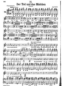 Partition complète, transposition pour low voix, Der Tod und das Mädchen, D.531 (Op.7 No.3)