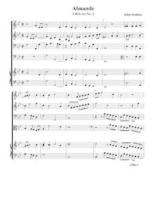Partition Almande, VdGS No.2 - partition complète (Tr Tr B B O), Airs pour 4 violes de gambe avec orgue