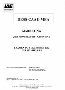 Marketing 2003 IAE de Paris (MAE)