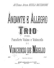 Partition de violoncelle, Andante e allegro, Meglio, Vincenzo de