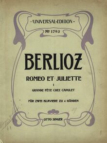 Partition couverture couleur, Roméo et Juliette, Symphonie dramatique avec chœurs par Hector Berlioz