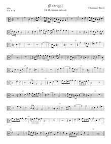 Partition ténor viole de gambe 1, alto clef, O chiome erranti, Pecci, Tommaso