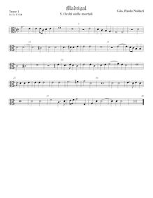 Partition ténor viole de gambe 1, alto clef, Madrigali a 5 voci par Giovanni Paolo Nodari