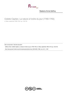 Colette Capitan, La nature à l ordre du jour (1789-1793)  ; n°1 ; vol.40, pg 136-139