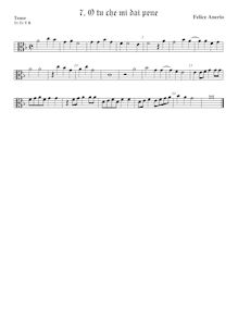 Partition ténor viole de gambe, alto clef, madrigaux pour 4 voix par Felice Anerio