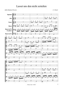 Partition complète, Johannespassion, St. John Passion ; Passionsmusik nach dem Evangelisten Johannes ; Passio secundum Joannem par Johann Sebastian Bach