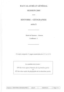 Baccalaureat 2005 histoire geographie scientifique liban