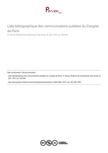 Liste bibliographique des communications publiées du Congrès de Paris  ; n°226 ; vol.63, pg 543-546