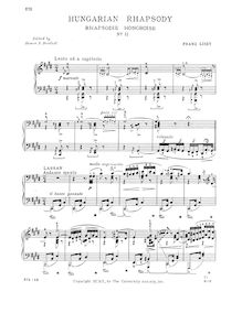 Partition complète (S.244/2), Hungarian Rhapsody No.2 par Franz Liszt